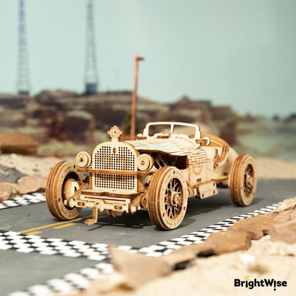 BrightWise® Robotime Grand Prix Auto Hout Modelbouw Pakket Zonder Lijm - Bouwpakketten volwassenen - Bouwpakketten kinderen - Modelbouwpakketten volwassenen - Miniatuur bouwpakket volwassenen - Modelbouw auto — afbeelding 6