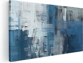 Artaza Canvas Schilderij Abstracte Kunst - Blauw Witte Penseelstreken - 120x60 - Groot - Foto Op Canvas - Canvas Print