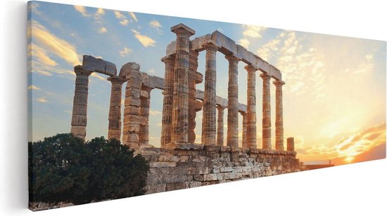 Artaza Canvas Schilderij Tempel van Poseidon in Athene, Griekenland - 60x20 - Foto Op Canvas - Canvas Print