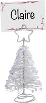 Kerstboom kaart houder - Kerstboom wit -diameter 5 x hoogte 10cm - Tafeldecoratie - 6 stuks