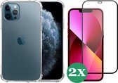Hoesje geschikt voor iPhone 12 Pro Max siliconen transparant case - 2x Screen Protector Glas