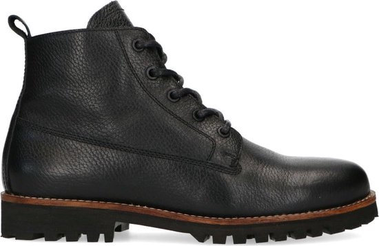 Sacha - Heren - Zwarte leren veterboots - Maat 44 | bol.com