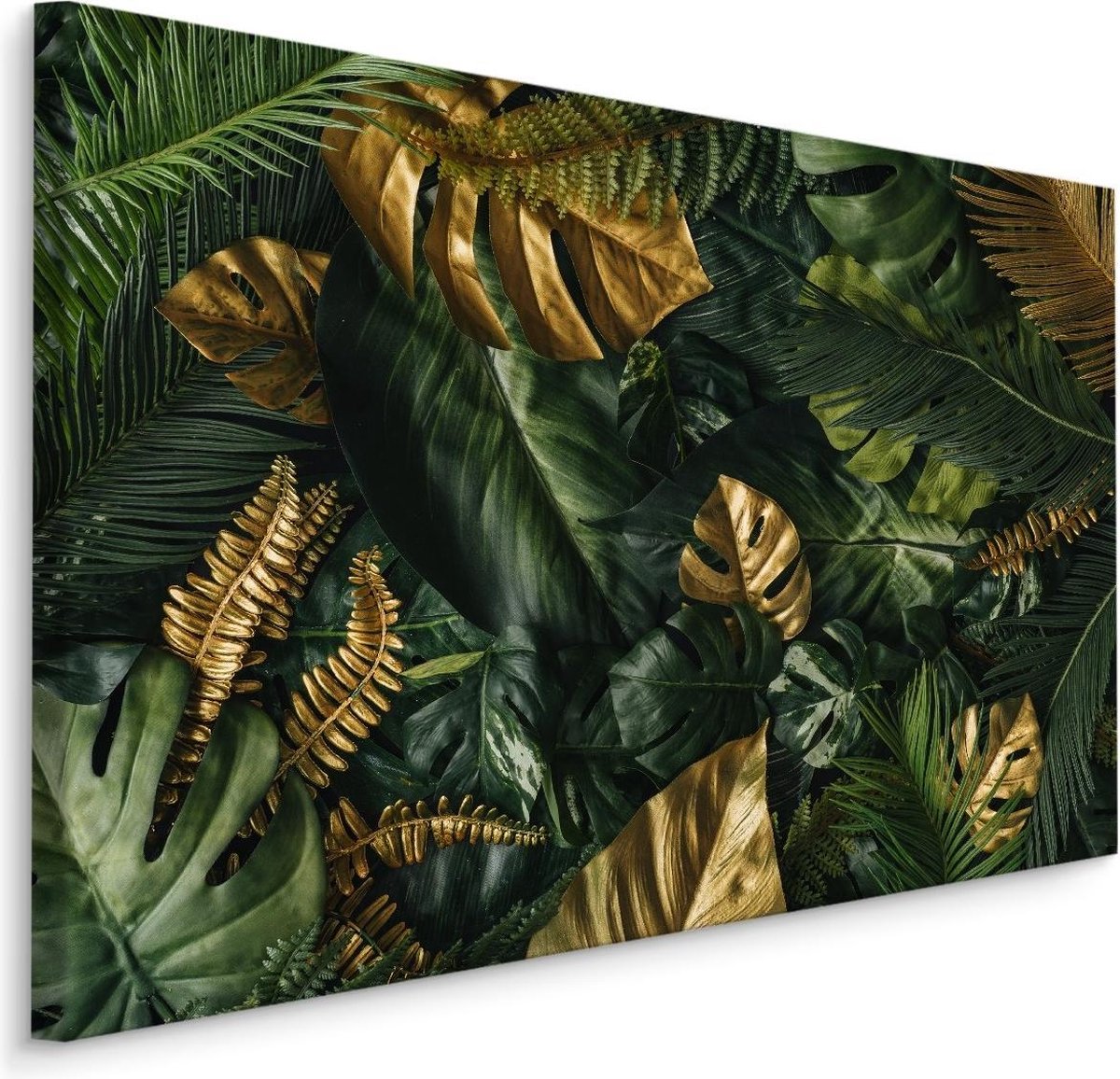 karo-art Schilderij - Gouden Jungle, 4 maten, wanddecoratie Multikleur