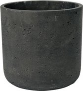 Pot Rough Charlie M Black Washed Fiberclay 18x18 cm zwarte ronde bloempot