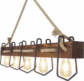 Fienzi - HT107 - Industriële houten hanglamp, kroonluchter x5 Bulbs, 72x100 cm, 100% Handmade Industrial Wooden Hanging Lamp -