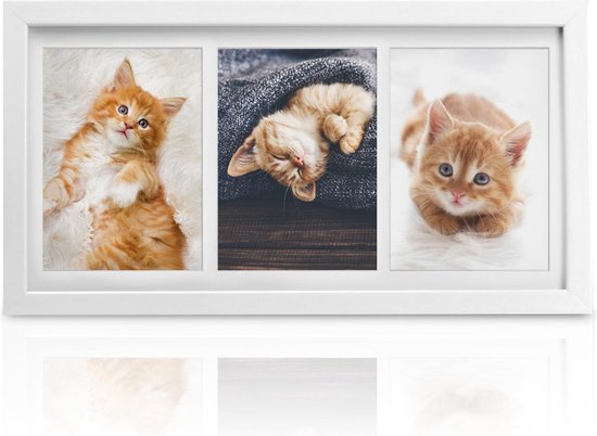 bomoe cadre photo collage - cadre photo collage pour 3 photos 13x18cm - cadre photo blanc bois plastique verre & passe-partout pour collage photo - Galeria