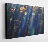 Canvas schilderij - Abstract concept of october leafs rushing. Long exposure blur.  -     67961353 - 50*40 Horizontal
