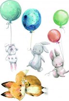 muursticker Watercolor Animals junior 9 stuks