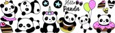 muursticker Panda meisjes vinyl zwart/wit 13 stuks