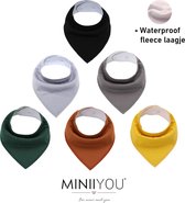6 stuks Bandana slabbetjes Bruin geel jongens meisjes  – kwijlslabbetjes met fleece laagje