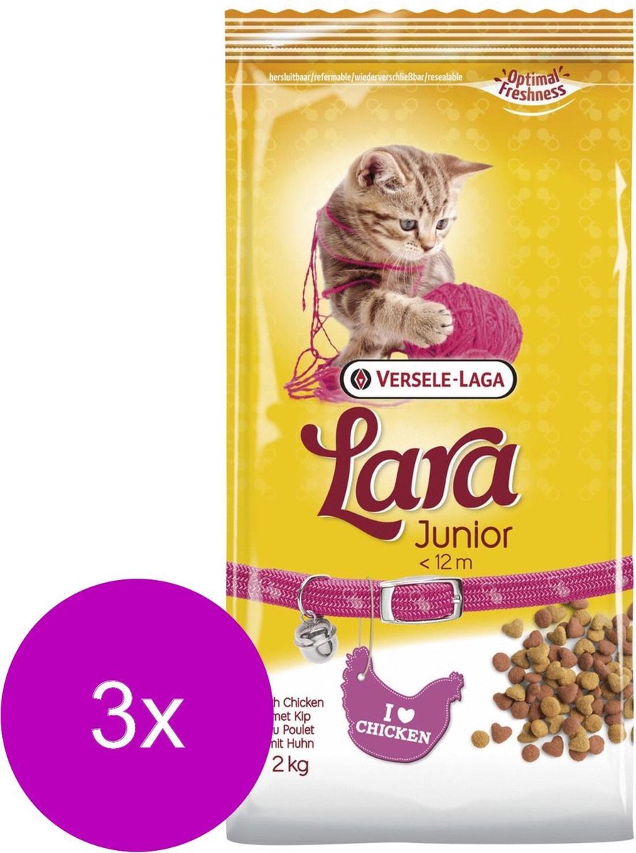 Lara Junior Kip - Kattenvoer - 3 x 2 kg | bol.com