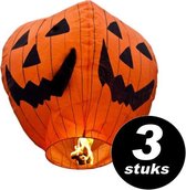 Wensballon Halloween / Oranje pompoen - SET 3 STUKS