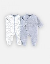 noukie's , pyjama set 2 stuks , grijst  en wit met grijst , 3 maand  62