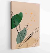 Canvas schilderij - Botanical wall art vector set. Golden foliage line art drawing with watercolor 1 -    – 1931500538 - 115*75 Vertical