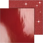 dubbelzijdig designpapier glitter/lak rood 30,5 cm 2 vellen