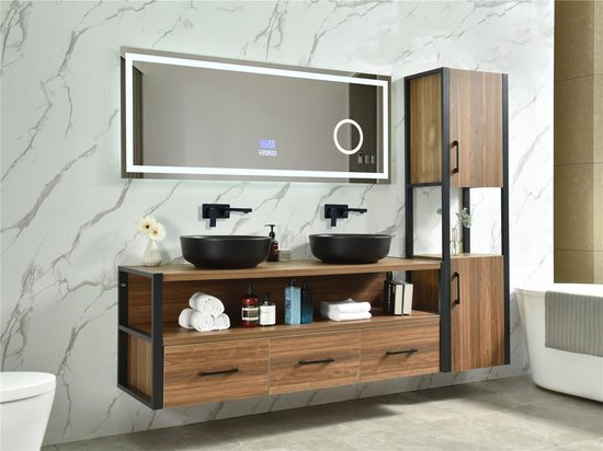 Meuble de salle de bain Excellent Wellness Modèle T02- 150 cm - Couleur  Chêne marron... | bol