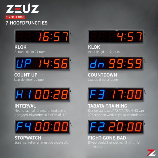 ZEUZ® Large Crossfit, Fitness & Sport Interval Timer - Chronomètre, Compte  à rebours... | bol.com