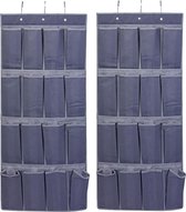 2x stuks hangende deur/kast organizers antraciet met 16 vakken 45 x 110 cm - Opruimen/opbergen