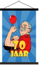 Porte-affiche avec affiche - Affiche scolaire - Homme - 70 ans - Jubilé - 60x90 cm - Lattes noires