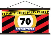 Porte-affiche avec affiche - Affiche scolaire - Anniversaire - 70 ans - Fête - 90x45 cm - Lattes noires