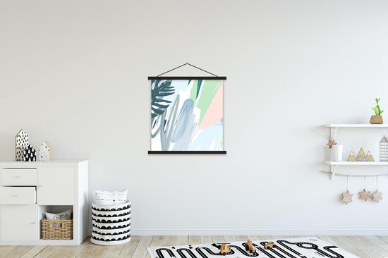 Porte-affiche avec affiche - Affiche scolaire - Été - Teinté - Couleur - Abstrait - 60x60 cm - Lattes noires