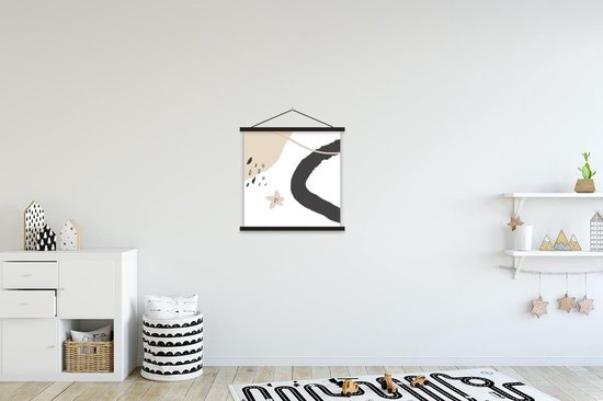 Porte-affiche avec affiche - Affiche scolaire - Été - Abstrait - Étoile - 40x40 cm - Lattes noires