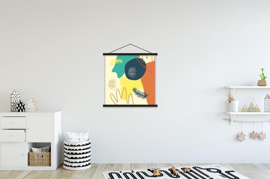 Porte-affiche avec affiche - Affiche scolaire - Été - Formes - Couleurs - Abstrait - 60x60 cm - Lattes noires