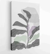 Canvas schilderij - Botanical wall art vector set. Earth tone boho foliage line art drawing with abstract shape. 4 -    – 1843215856 - 50*40 Vertical