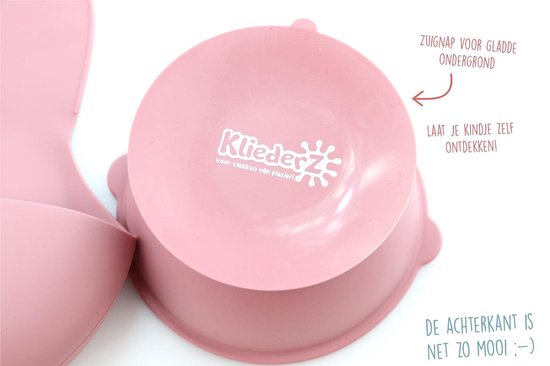 KliederZ 3-delige Siliconen Eetset - voor baby en peuters - Slabbetje Schaaltje Lepel - Kwalitatieve kinder serviesset met opvangbakje en zuignap - Donkerroze Cherry SE01 van KliederZ — afbeelding 5