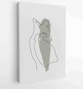 Canvas schilderij - Earth tones animal line arts backgrounds set with fox and wolf. Abstract Arts design for print, cover, wallpaper, Minimal and natural wall art. 4 -    – 1834702