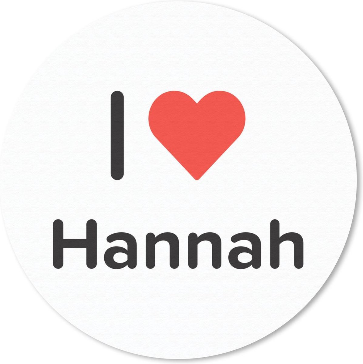 Muismat rond 30x30 cm - Mousepad I love - Hannah - Meisje - Ronde muismatten