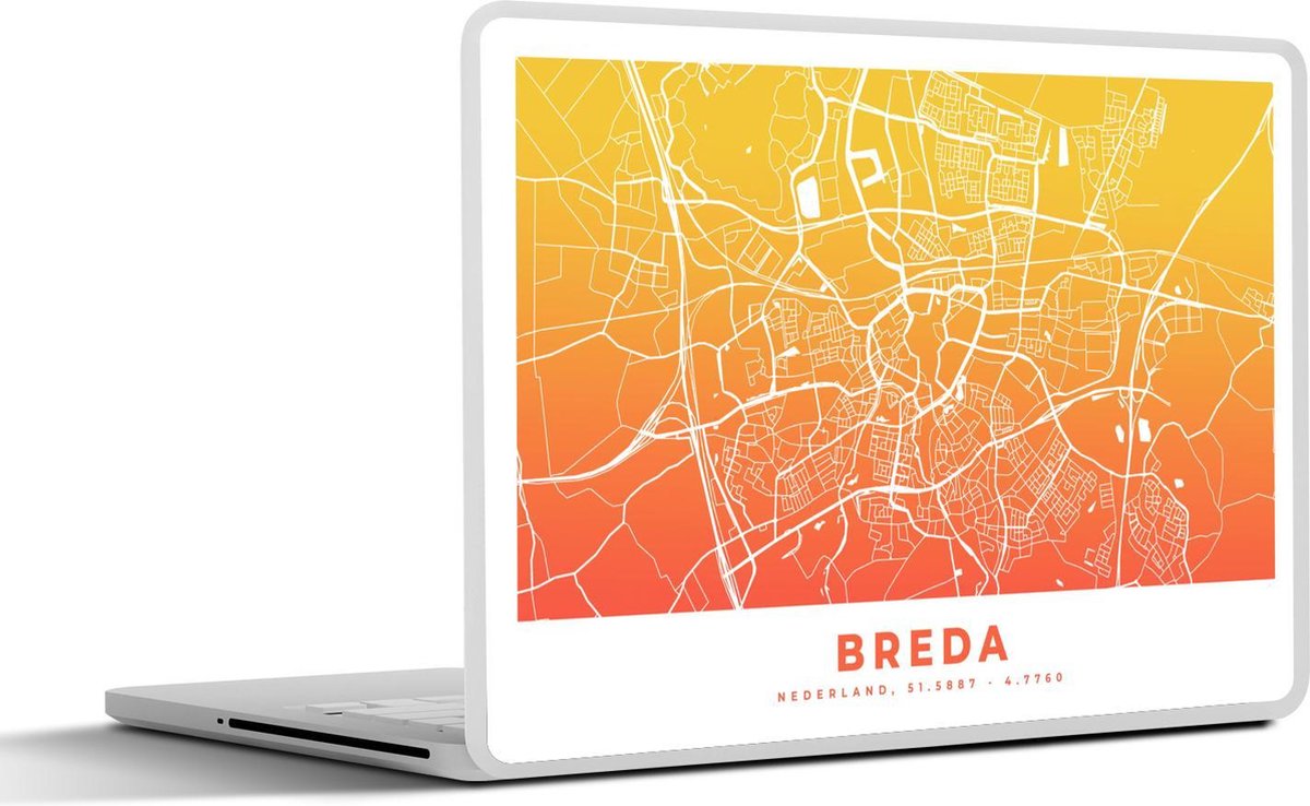 Afbeelding van product SleevesAndCases  Laptop sticker - 12.3 inch - Stadskaart - Breda - Geel - Oranje - Plattegrond