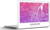 Laptop sticker - 12.3 inch - Stadskaart - Haarlem - Roze - Paars - 30x22cm - Laptopstickers - Laptop skin - Cover