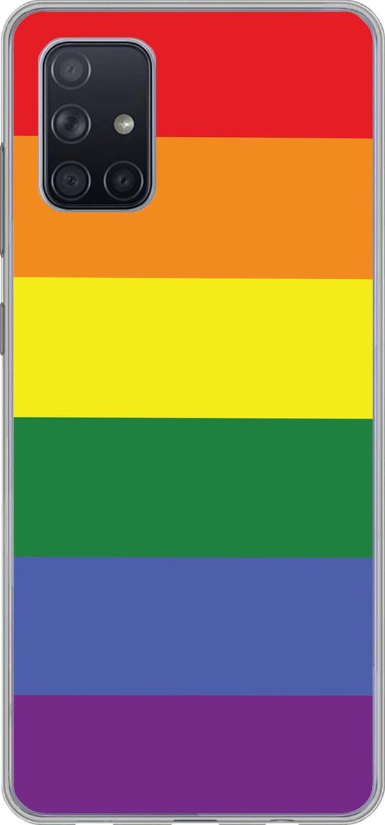 Telefoonhoesje Geschikt voor Samsung Galaxy A51 5G hoesje - Regenboog - Pride - Regenboog Vlag - Siliconen Telefoonhoesje Telefoonhoesje
