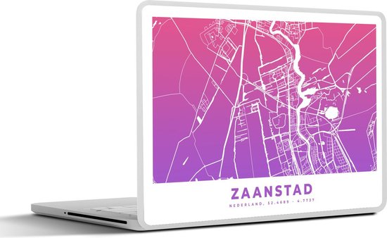 Sticker pour ordinateur portable - 15,6 pouces - Plan de la ville - Zaanstad - Violet