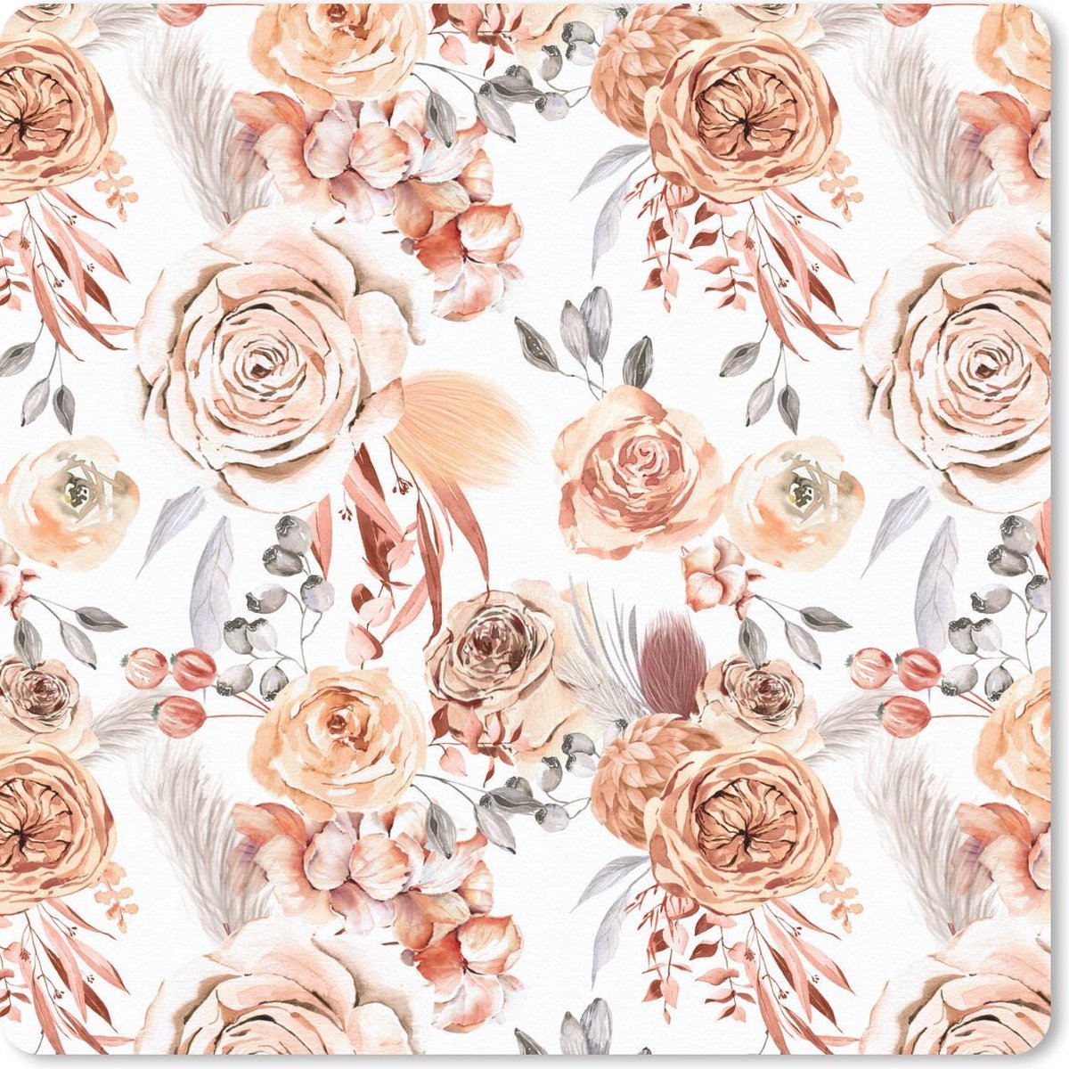 Muismat 20x20 cm - Mousepad Bloemen - Bohemian - Patroon - Muismatten