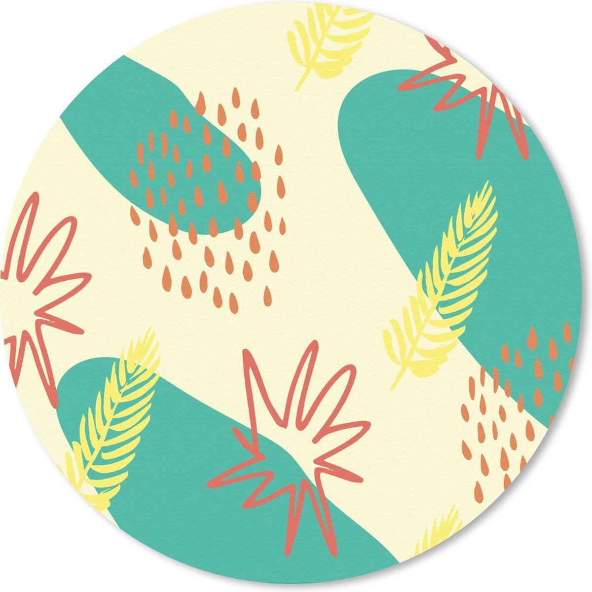 Muismat rond 30x30 cm - Mousepad Zomer - Planten - Blauw - Ronde muismatten
