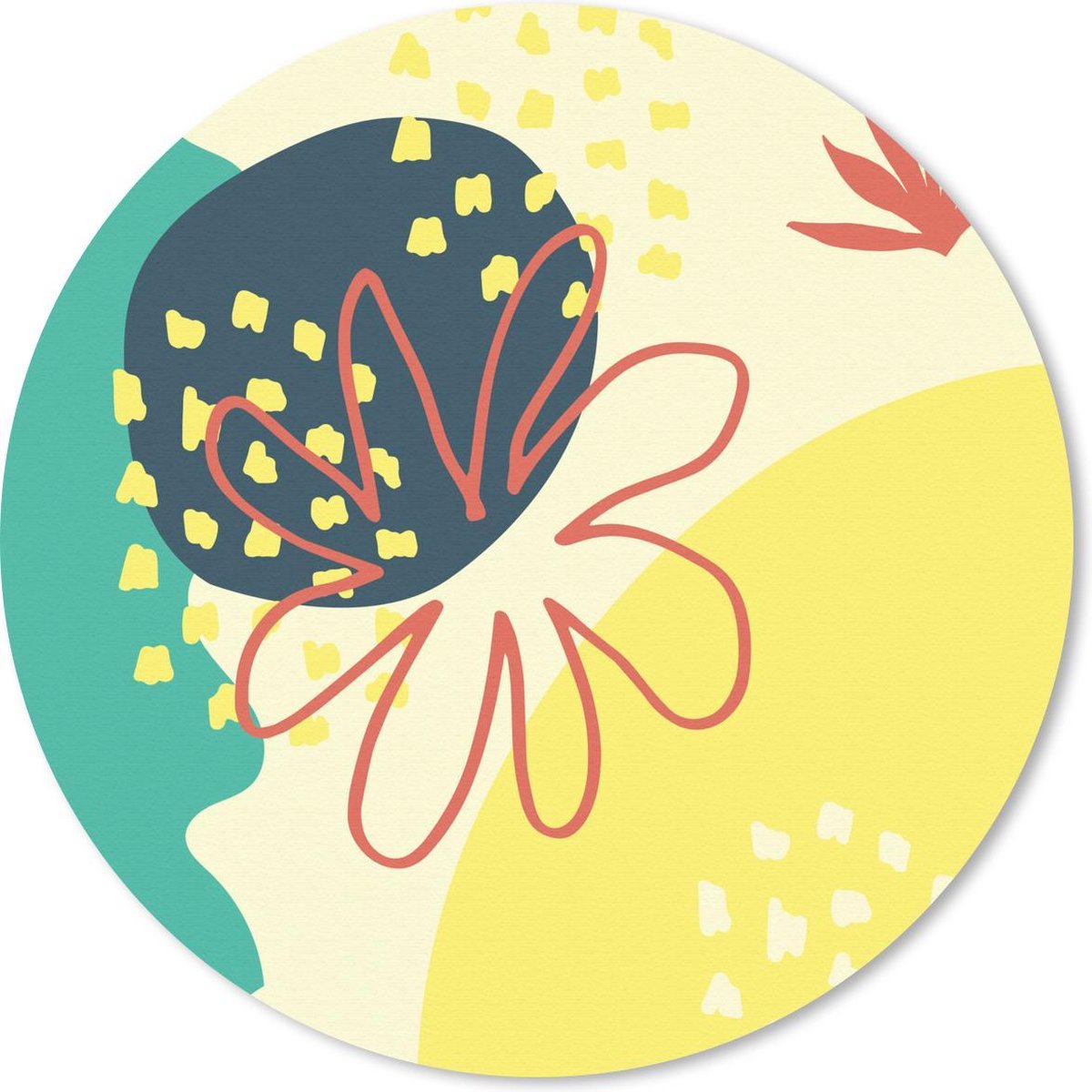 Muismat rond 20x20 cm - Mousepad Zomer - Bloem - Abstract - Ronde muismatten