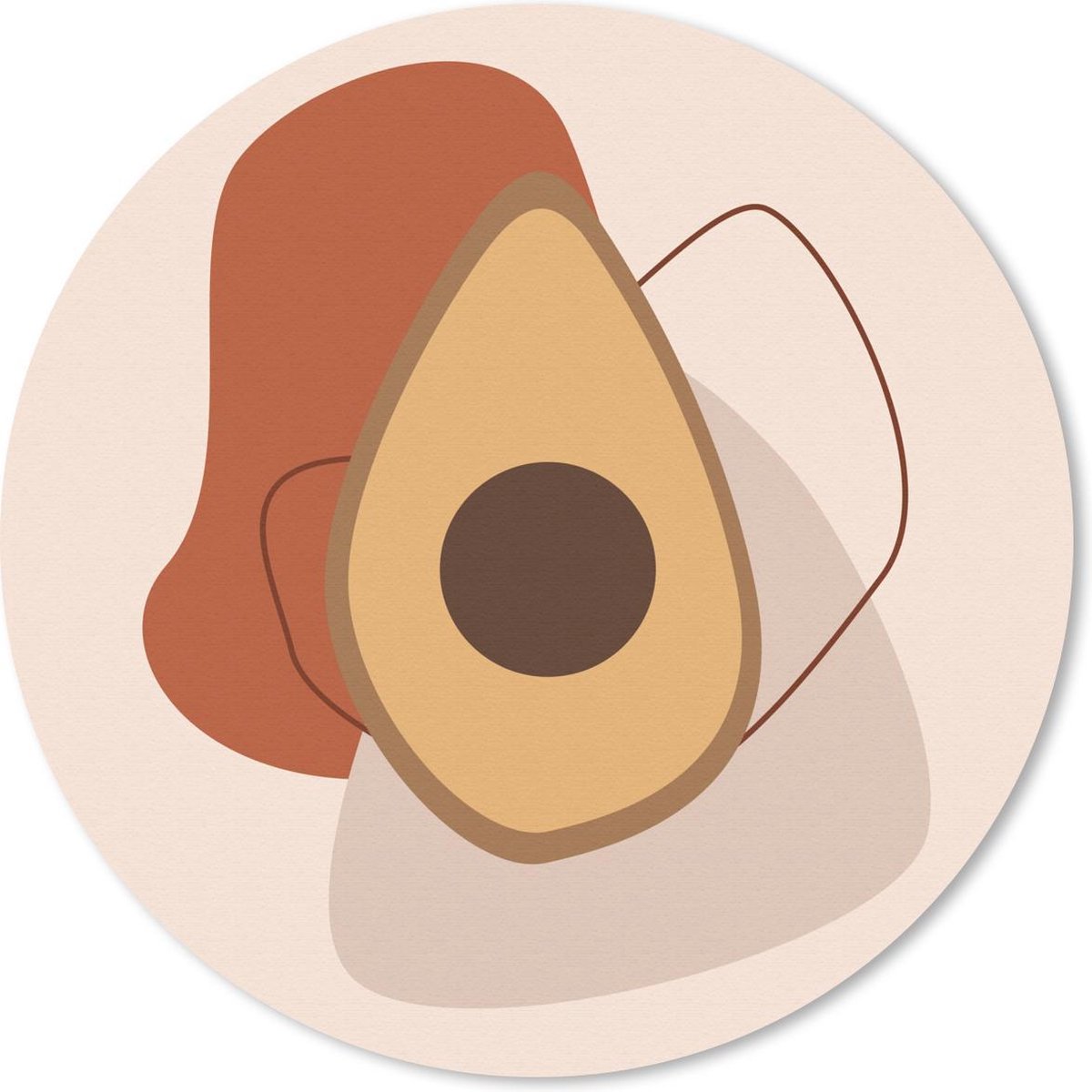 Muismat rond 30x30 cm - Mousepad Zomer - Avocado - Pastel - Ronde muismatten