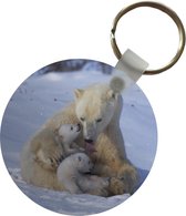 Sleutelhanger - IJsbeer - Baby - Sneeuw - Plastic - Rond - Uitdeelcadeautjes