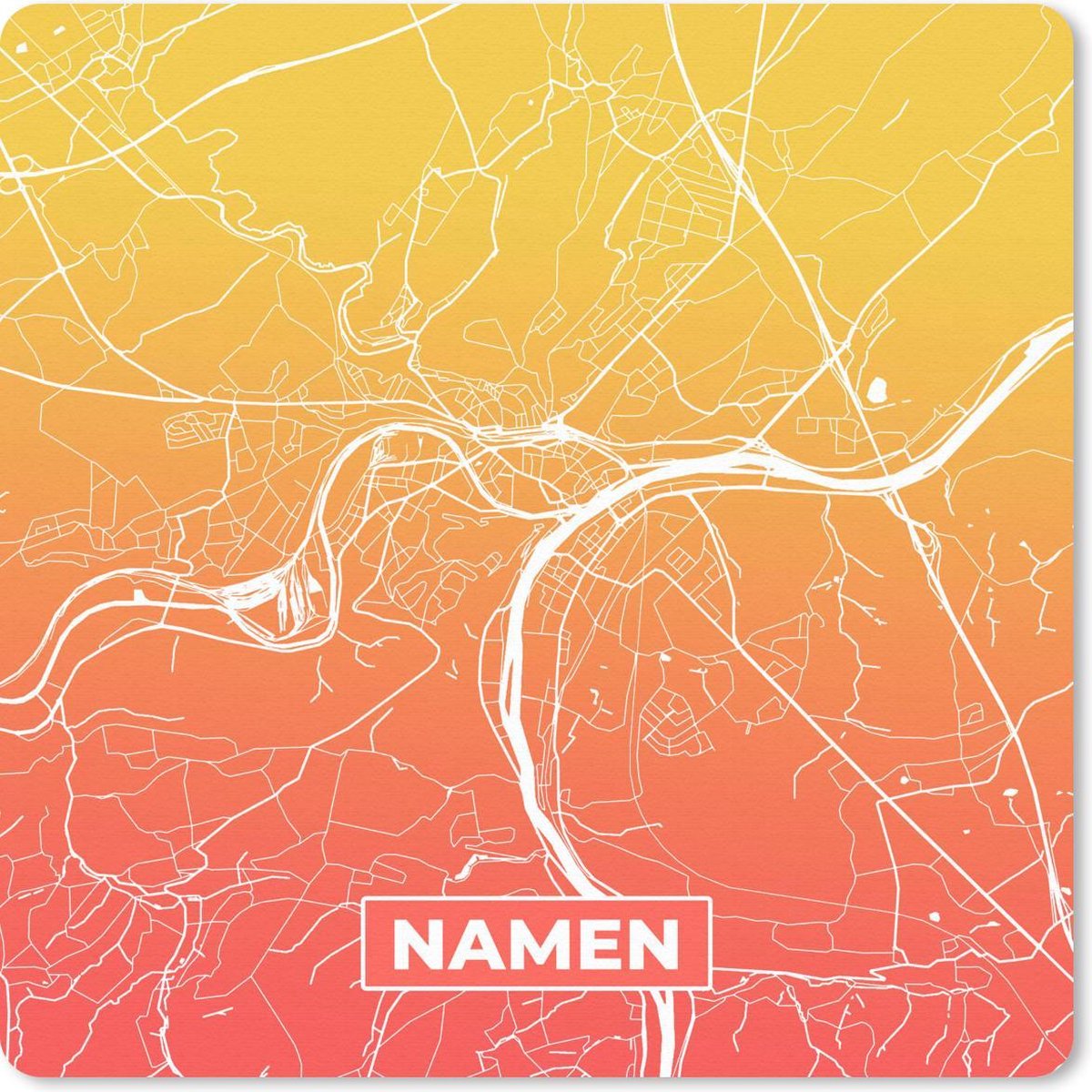 Muismat 30x30 cm - Mousepad Stadskaart - Namen - België - Oranje - Muismatten