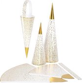 kegels 18+28 cm goud/wit 3 stuks
