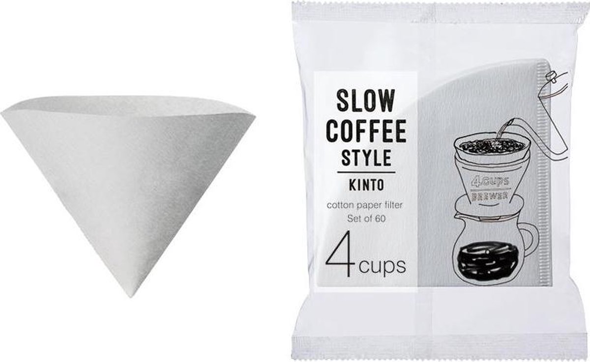Kinto - SCS-04-CP-60 katoenen papierfilter - 60 stuks - voor 4cups - koffiefilter - slow coffee