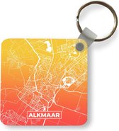 Sleutelhanger - Uitdeelcadeautjes - Stadskaart - Alkmaar - Oranje - Geel - Plastic