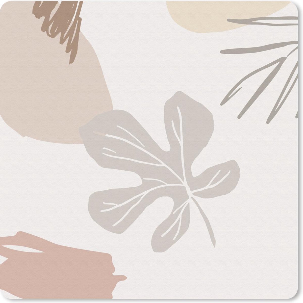 Muismat 30x30 cm - Mousepad Zomer - Blad - Grijs - Muismatten