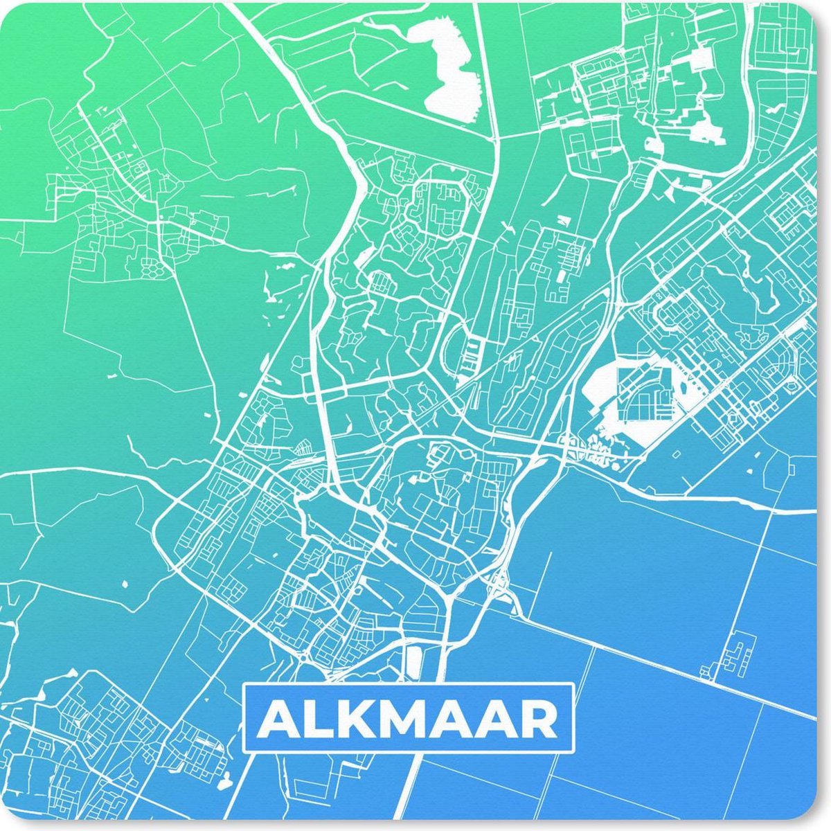 Muismat 30x30 cm - Mousepad Stadskaart - Alkmaar - Nederland - Blauw - Muismatten