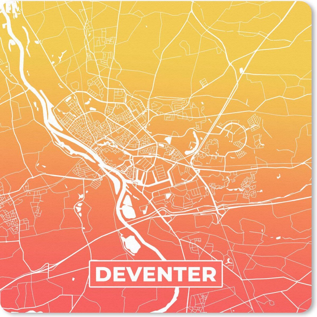 Muismat 20x20 cm - Mousepad Stadskaart - Deventer - Nederland - Muismatten