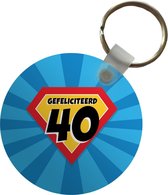 Sleutelhanger - 40 jaar verjaardag - Cadeau - Cape - Plastic - Rond - Uitdeelcadeautjes