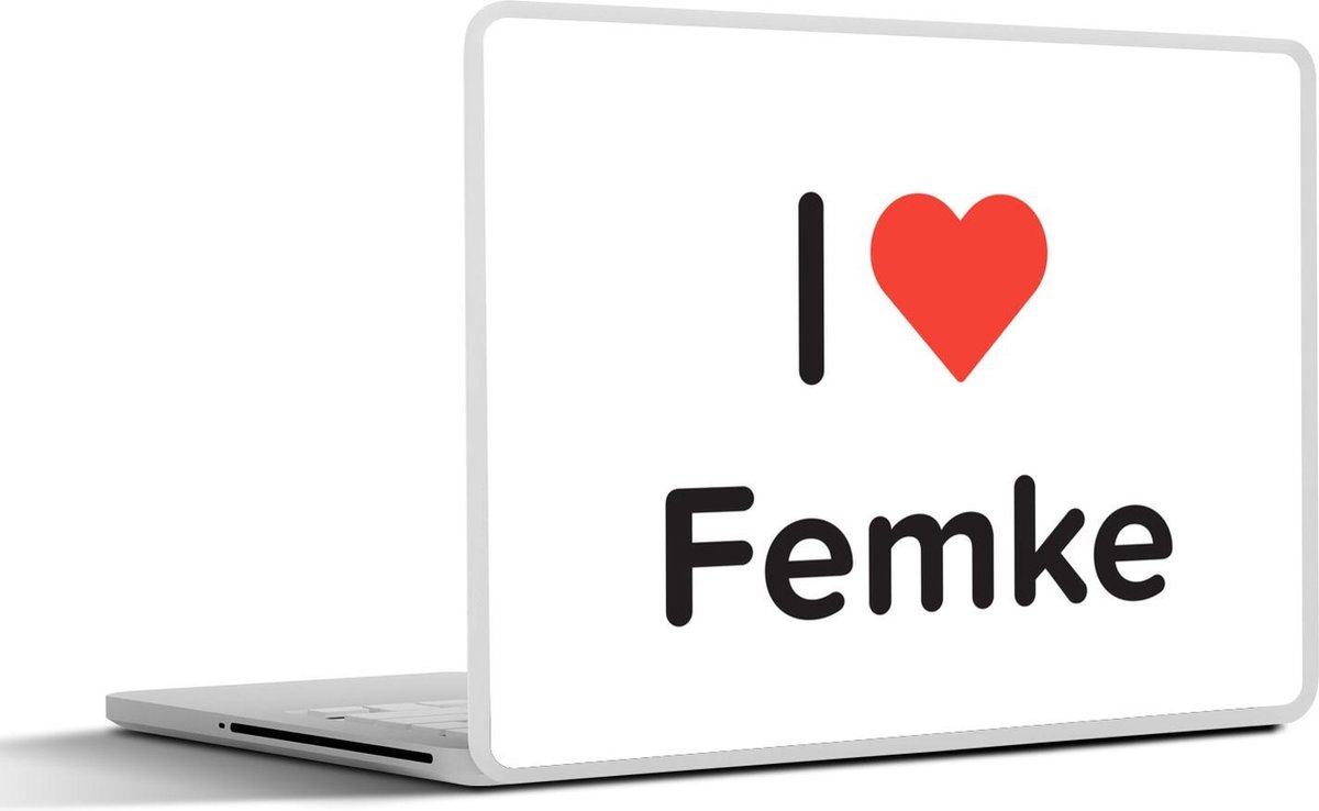 Laptop sticker - 10.1 inch - I love - Femke - Meisje - 25x18cm - Laptopstickers - Laptop skin - Cover