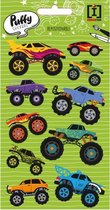 stickervel Puffy Truck jongens vinyl groen 10 stuks